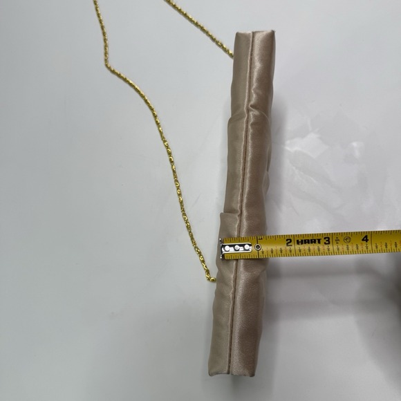 Jessica McClintock Blaire Clutch Bag Purse Women's Champagne Satin Frame Evening - Picture 10 of 13